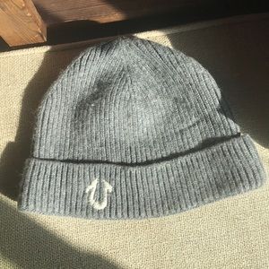 True Religion Gray Beanie Hat